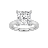 1Cttw Princess Shaped Lab Grown Diamond (F/VS) Hidden Halo Cathedral Shank Engagement Ring in 14K Gold