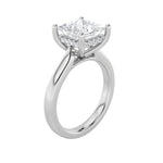 1Cttw Princess Shaped Lab Grown Diamond (F/VS) Hidden Halo Cathedral Shank Engagement Ring in 14K Gold