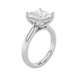 1Cttw Princess Shaped Lab Grown Diamond (F/VS) Hidden Halo Cathedral Shank Engagement Ring in 14K Gold