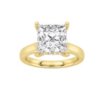 1Cttw Princess Shaped Lab Grown Diamond (F/VS) Hidden Halo Cathedral Shank Engagement Ring in 14K Gold