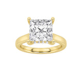 1Cttw Princess Shaped Lab Grown Diamond (F/VS) Hidden Halo Cathedral Shank Engagement Ring in 14K Gold