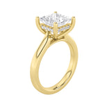 1Cttw Princess Shaped Lab Grown Diamond (F/VS) Hidden Halo Cathedral Shank Engagement Ring in 14K Gold