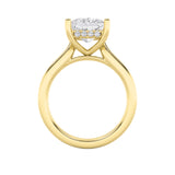 1Cttw Princess Shaped Lab Grown Diamond (F/VS) Hidden Halo Cathedral Shank Engagement Ring in 14K Gold