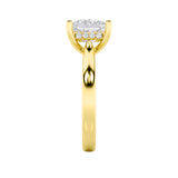 1Cttw Princess Shaped Lab Grown Diamond (F/VS) Hidden Halo Cathedral Shank Engagement Ring in 14K Gold