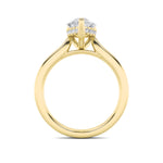3Cttw Pear Shaped Lab Grown Diamond (F/VS) Hidden Halo Cathedral Shank Engagement Ring in 14K Gold