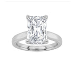 2Cttw Radiant Shaped Lab Grown Diamond (F/VS) Hidden Halo Cathedral Shank Engagement Ring in 14K Gold