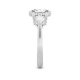 3Cttw Oval Shaped Lab Grown Diamond (F/VS) Three Stone Hidden Halo Ring in 14K Gold