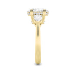 3Cttw Oval Shaped Lab Grown Diamond (F/VS) Three Stone Hidden Halo Ring in 14K Gold