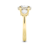 3Cttw Oval Shaped Lab Grown Diamond (F/VS) Three Stone Hidden Halo Ring in 14K Gold