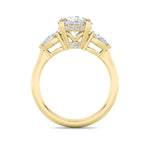 3Cttw Round Shaped Lab Grown Diamond (F/VS) Three Stone Hidden Halo Ring in 14K Gold