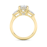 3Cttw Round Shaped Lab Grown Diamond (F/VS) Three Stone Hidden Halo Ring in 14K Gold