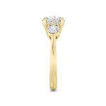 3Cttw Round Shaped Lab Grown Diamond (F/VS) Three Stone Hidden Halo Ring in 14K Gold