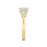 3Cttw Round Shaped Lab Grown Diamond (F/VS) Three Stone Hidden Halo Ring in 14K Gold