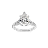 2Cttw Pear Shaped Lab Grown Diamond (F/VS) Split Shank Trellis Engagement Ring in 14K Gold
