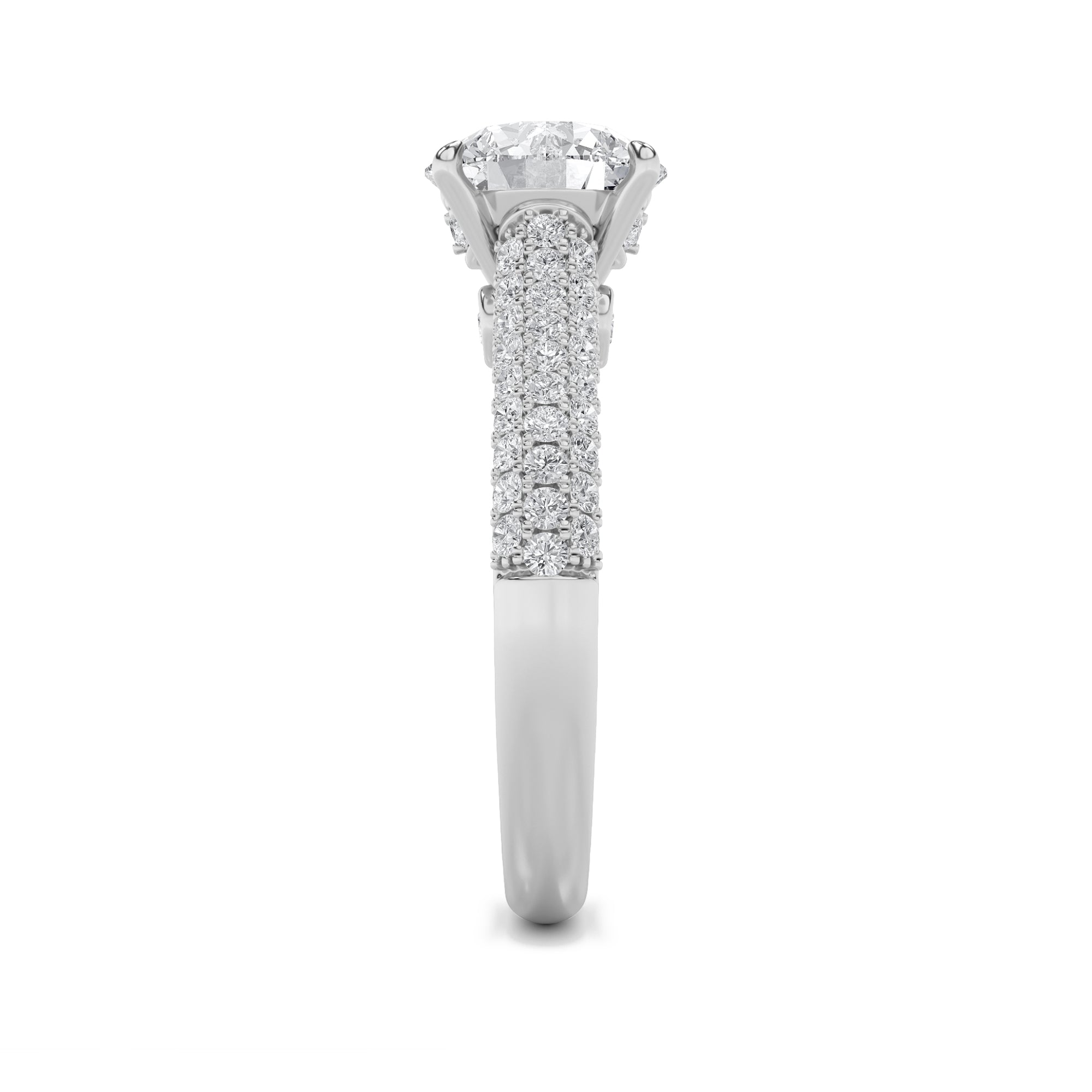 2.5Cttw Round Shaped Lab Grown Diamond (F/VS) Hidden Halo Accented Engagement Ring in 14K Gold