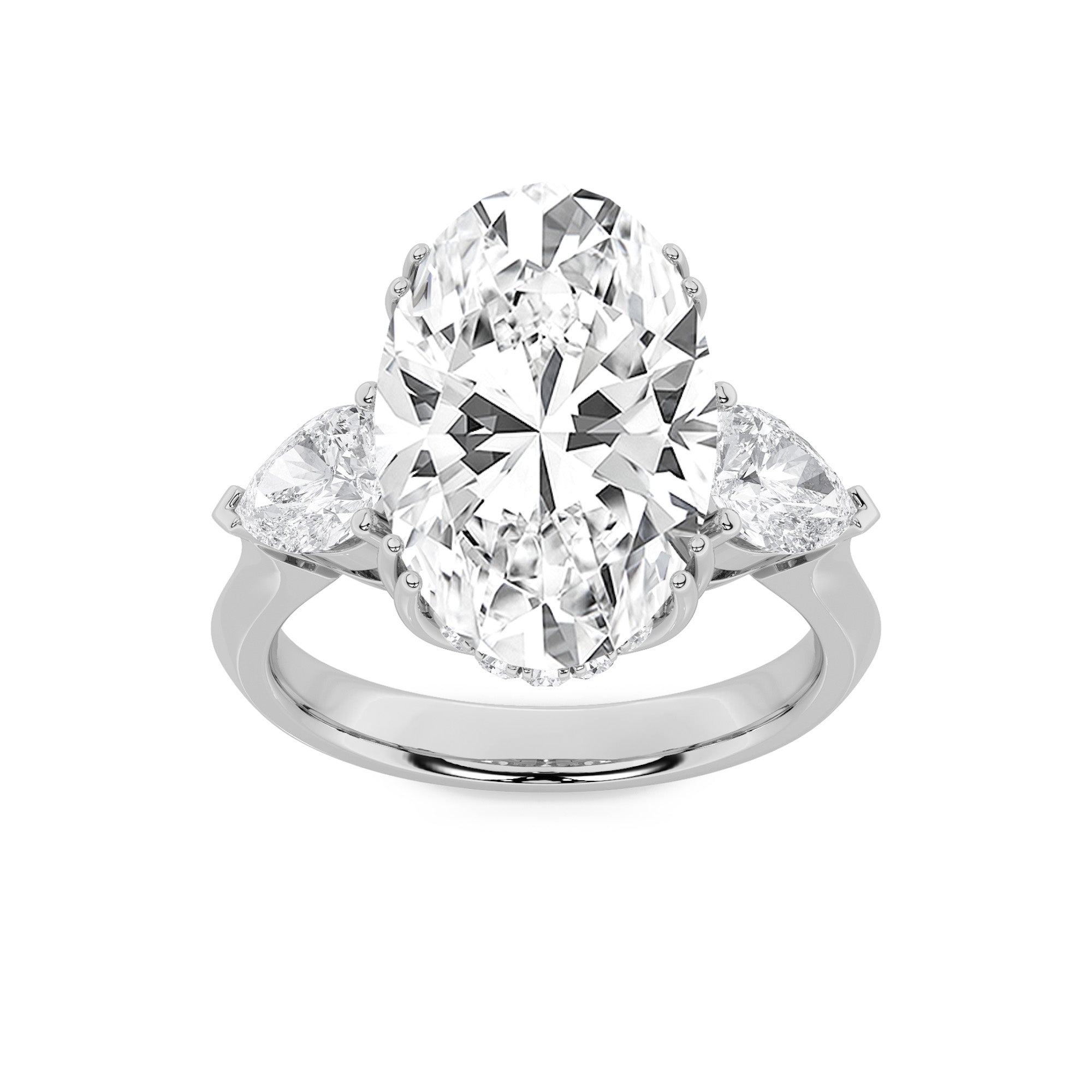 6.5Cttw Oval Shaped Lab Grown Diamond (F/VS) Bold Statement Accented  Ring in 14K Gold