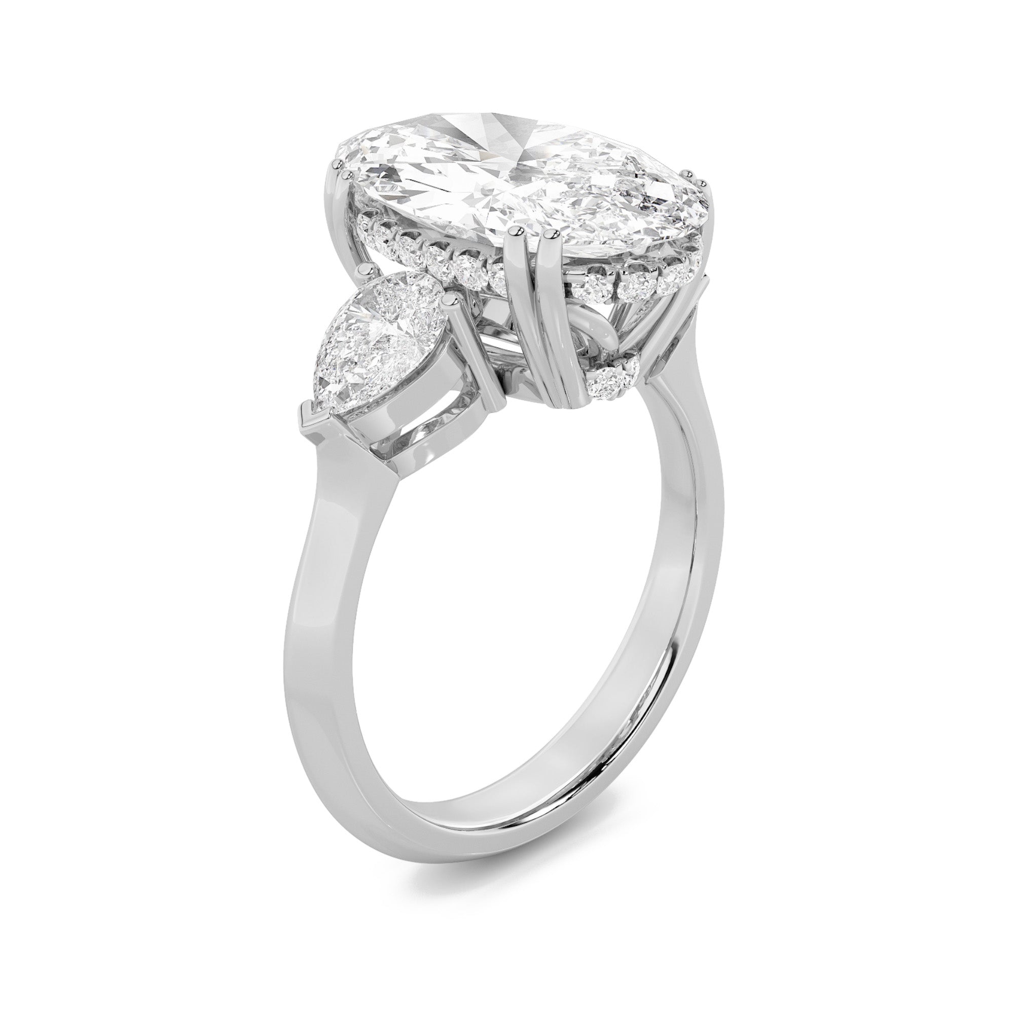 6.5Cttw Oval Shaped Lab Grown Diamond (F/VS) Bold Statement Accented  Ring in 14K Gold