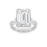 8.5Cttw Emerald Shaped Lab Grown Diamond (F/VS) Bold Statement Accented  Ring in 14K Gold