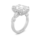 8.5Cttw Emerald Shaped Lab Grown Diamond (F/VS) Bold Statement Accented  Ring in 14K Gold