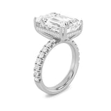 10.25Cttw Emerald Shaped Lab Grown Diamond (F/VS) Bold Statement Accented  Ring in 14K Gold