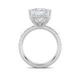 10.25Cttw Emerald Shaped Lab Grown Diamond (F/VS) Bold Statement Accented  Ring in 14K Gold