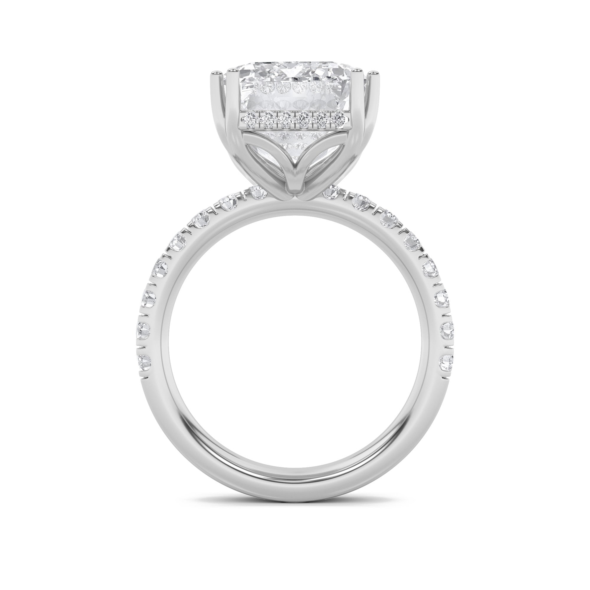 10.25Cttw Emerald Shaped Lab Grown Diamond (F/VS) Bold Statement Accented  Ring in 14K Gold