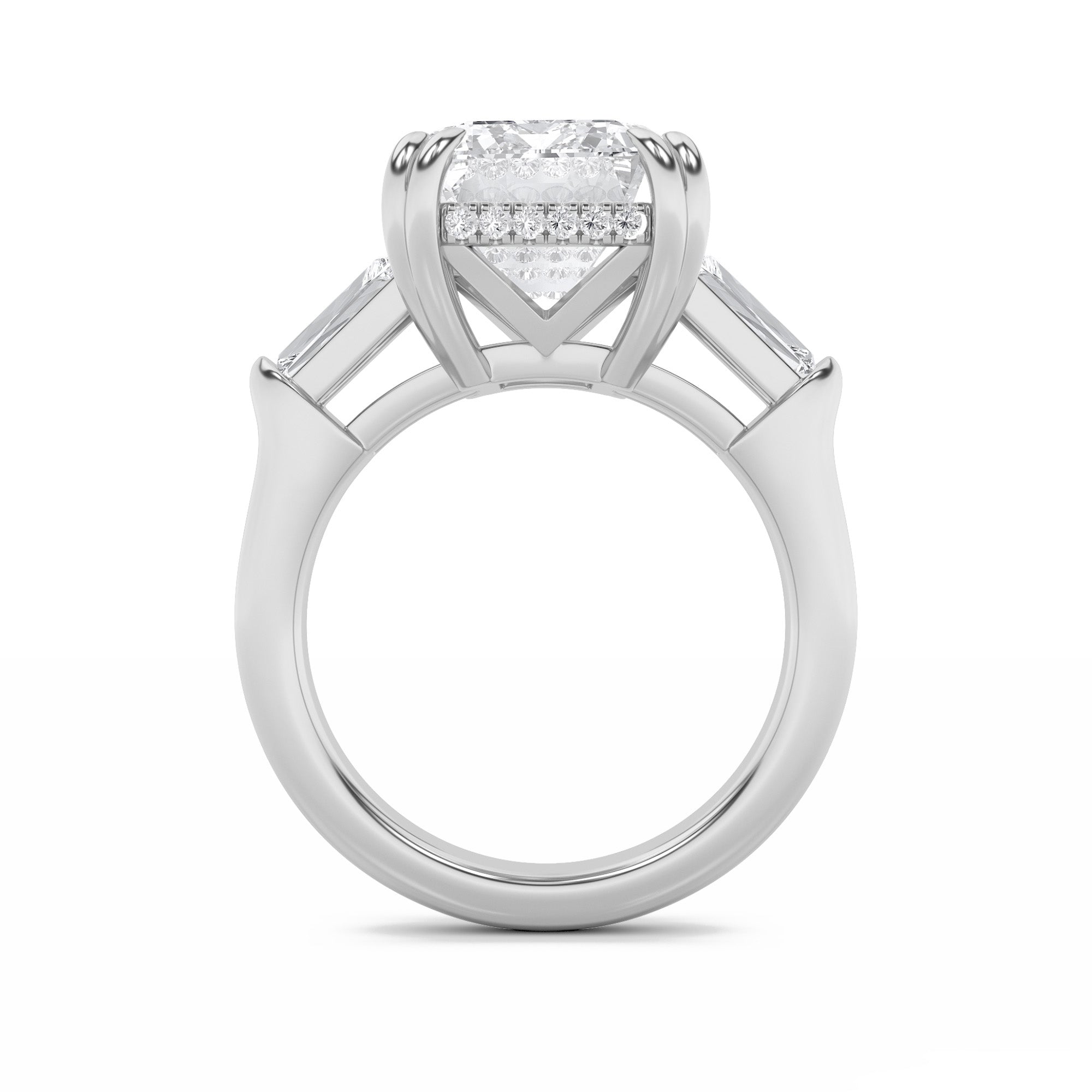9Cttw Emerald Shaped Lab Grown Diamond (F/VS) Bold Statement Accented  Ring in 14K Gold