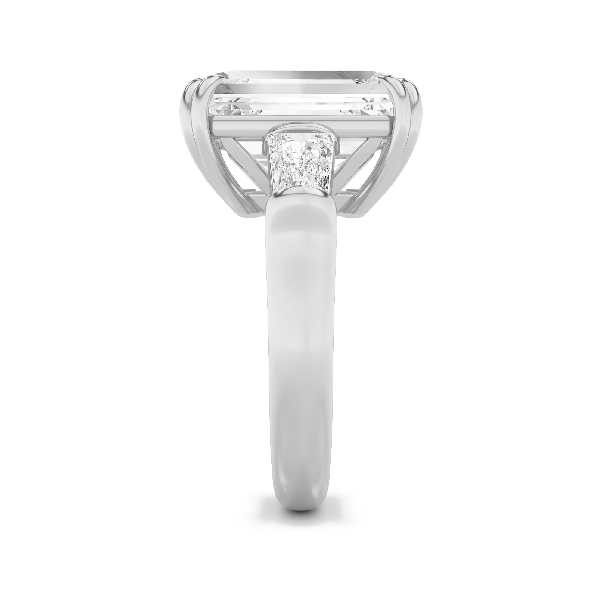 9Cttw Emerald Shaped Lab Grown Diamond (F/VS) Bold Statement Accented  Ring in 14K Gold