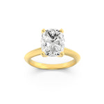 3Cttw Elongated Cushion Shaped Lab Grown Diamond (F/VS) Knife Edge Shank Solitaire Engagement Ring in 14K Gold