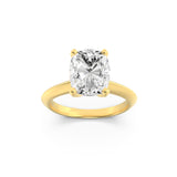 3Cttw Elongated Cushion Shaped Lab Grown Diamond (F/VS) Knife Edge Shank Solitaire Engagement Ring in 14K Gold