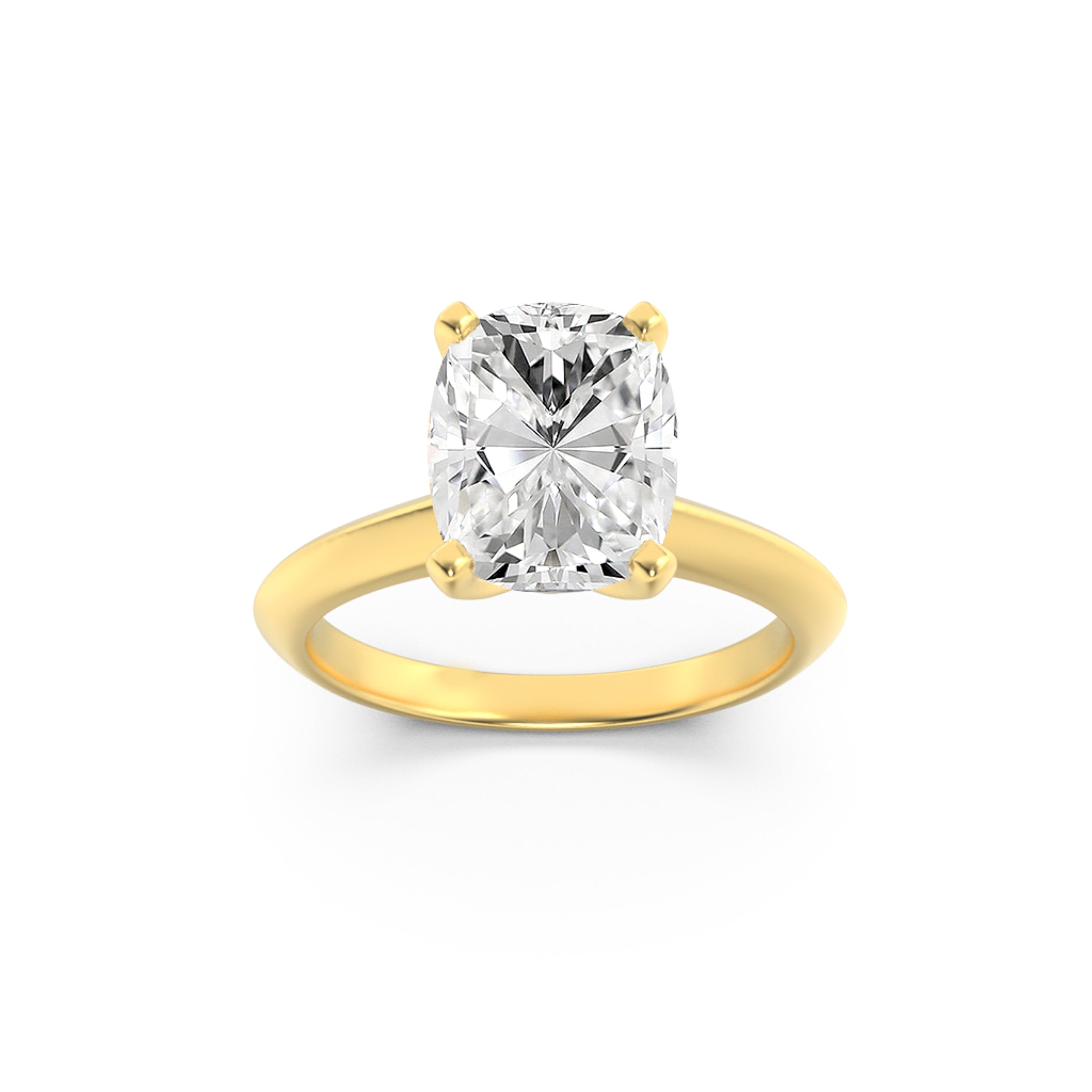 3Cttw Elongated Cushion Shaped Lab Grown Diamond (F/VS) Knife Edge Shank Solitaire Engagement Ring in 14K Gold