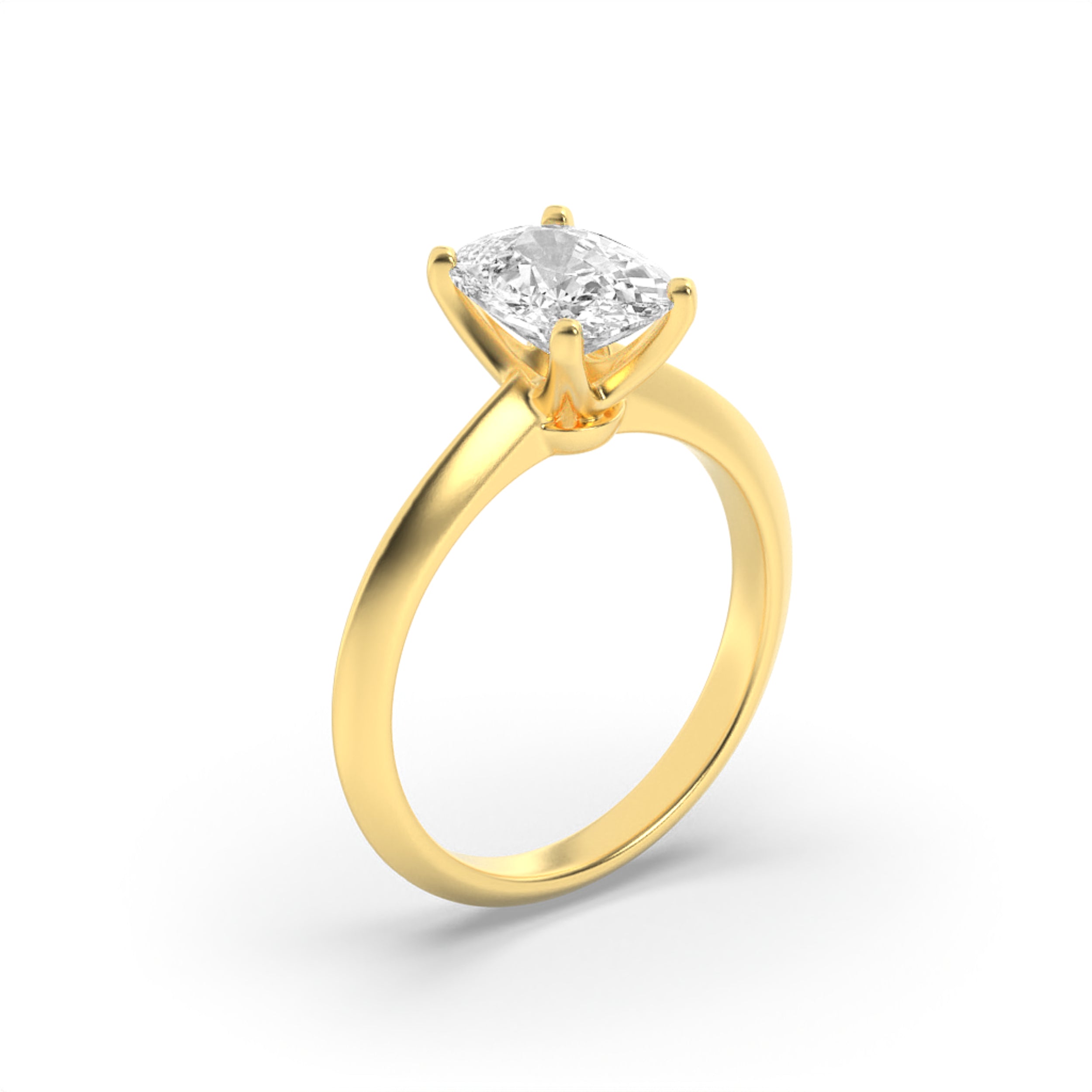 3Cttw Elongated Cushion Shaped Lab Grown Diamond (F/VS) Knife Edge Shank Solitaire Engagement Ring in 14K Gold