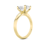 3Cttw Emerald Shaped Lab Grown Diamond (F/VS) Knife Edge Shank Solitaire Engagement Ring in 14K Gold