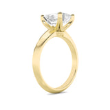 3Cttw Emerald Shaped Lab Grown Diamond (F/VS) Knife Edge Shank Solitaire Engagement Ring in 14K Gold