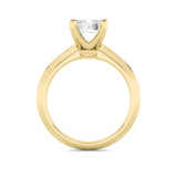 3Cttw Emerald Shaped Lab Grown Diamond (F/VS) Knife Edge Shank Solitaire Engagement Ring in 14K Gold