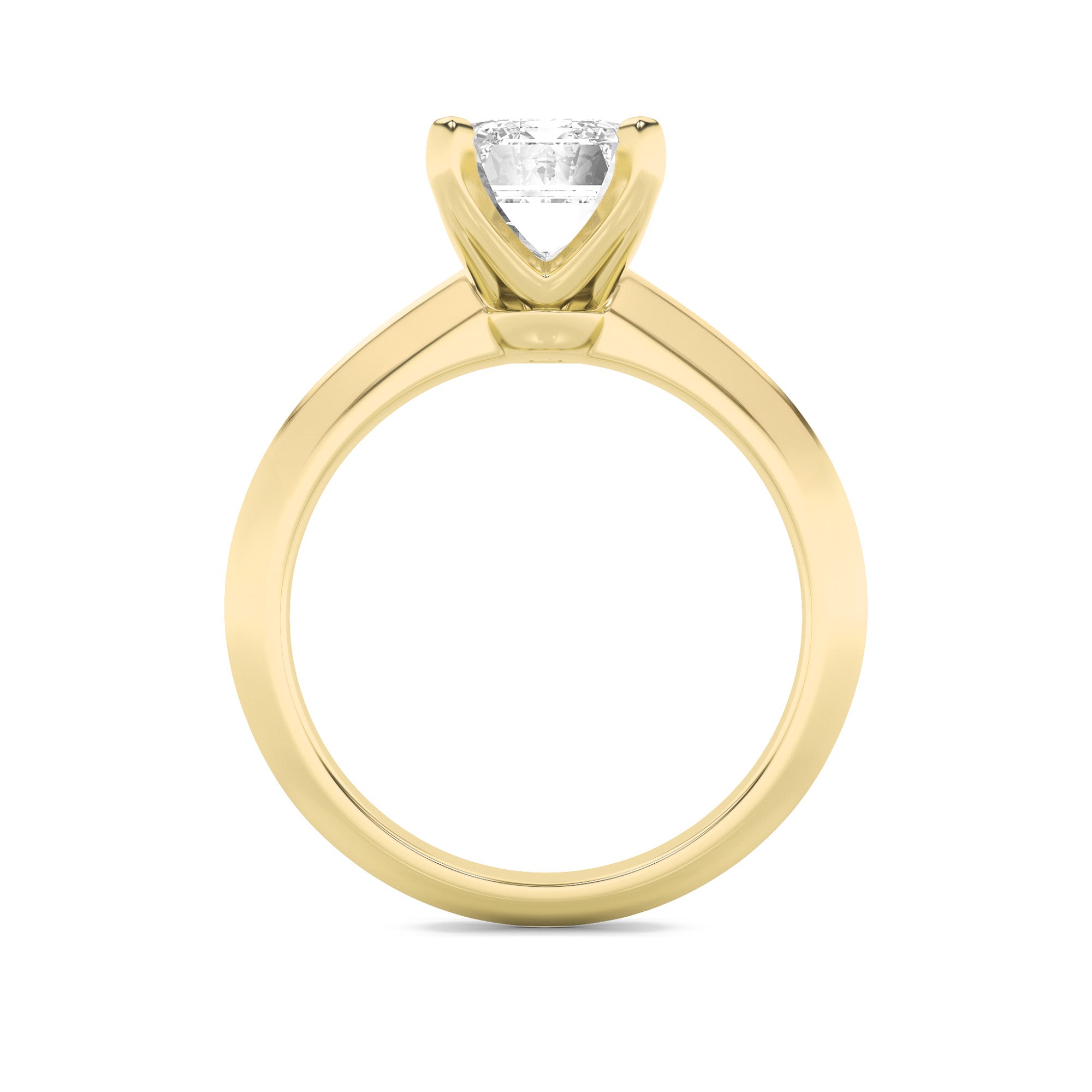 3Cttw Emerald Shaped Lab Grown Diamond (F/VS) Knife Edge Shank Solitaire Engagement Ring in 14K Gold
