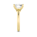 3Cttw Emerald Shaped Lab Grown Diamond (F/VS) Knife Edge Shank Solitaire Engagement Ring in 14K Gold