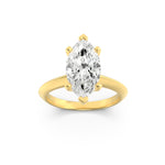 3Cttw Marquise Shaped Lab Grown Diamond (F/VS) Knife Edge Shank Solitaire Engagement Ring in 14K Gold
