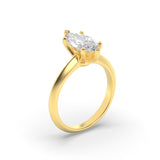 3Cttw Marquise Shaped Lab Grown Diamond (F/VS) Knife Edge Shank Solitaire Engagement Ring in 14K Gold
