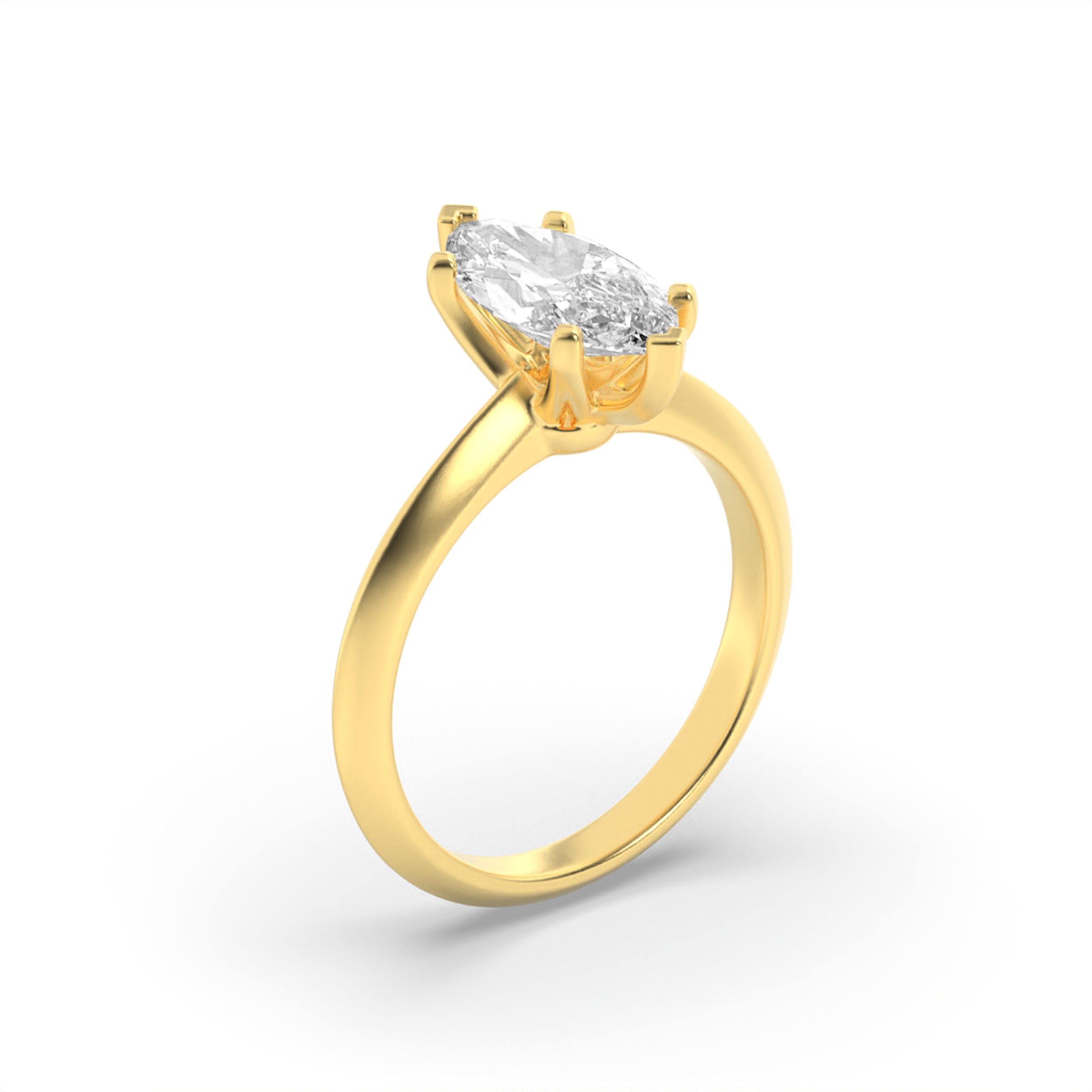 3Cttw Marquise Shaped Lab Grown Diamond (F/VS) Knife Edge Shank Solitaire Engagement Ring in 14K Gold