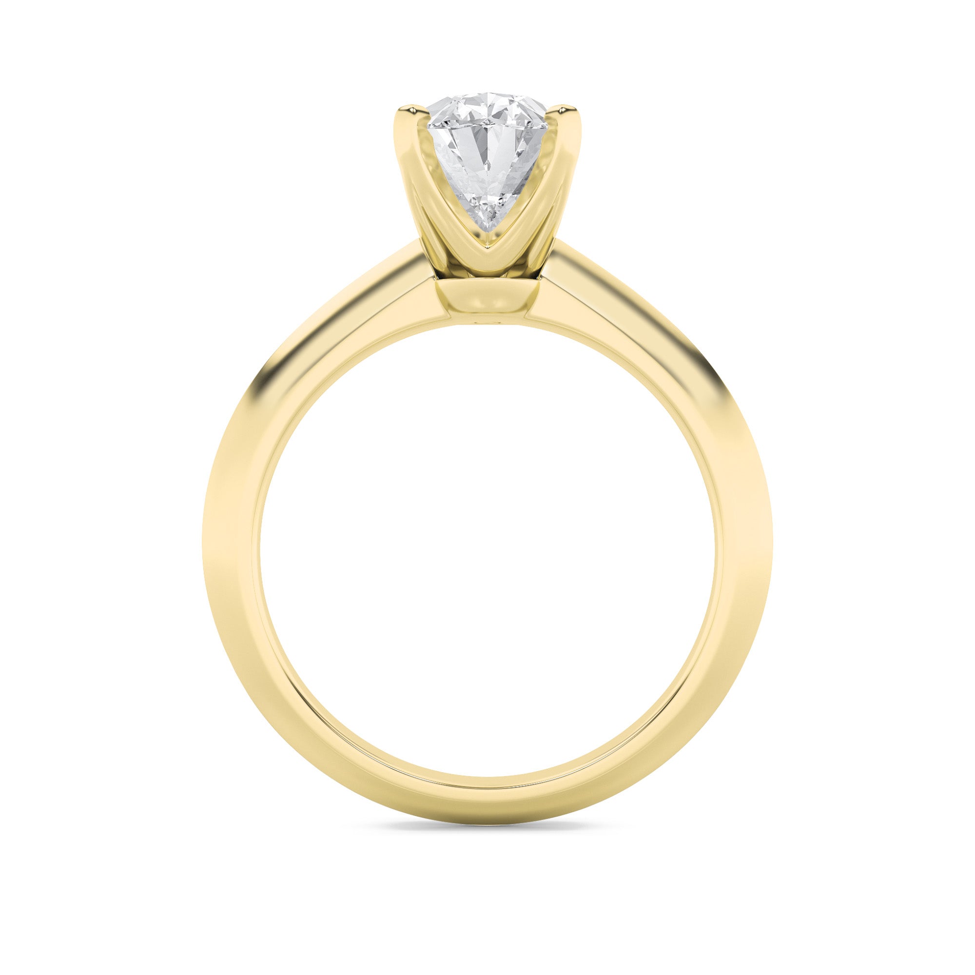 1Cttw Oval Shaped Lab Grown Diamond (F/VS) Knife Edge Shank Solitaire Engagement Ring in 14K Gold