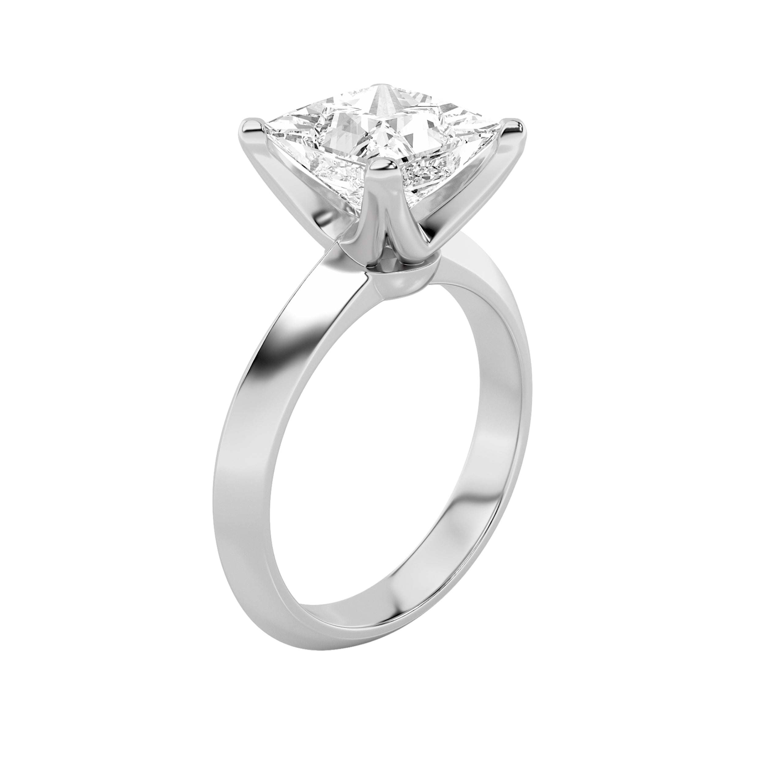 3Cttw Princess Shaped Lab Grown Diamond (F/VS) Knife Edge Shank Solitaire Engagement Ring in 14K Gold