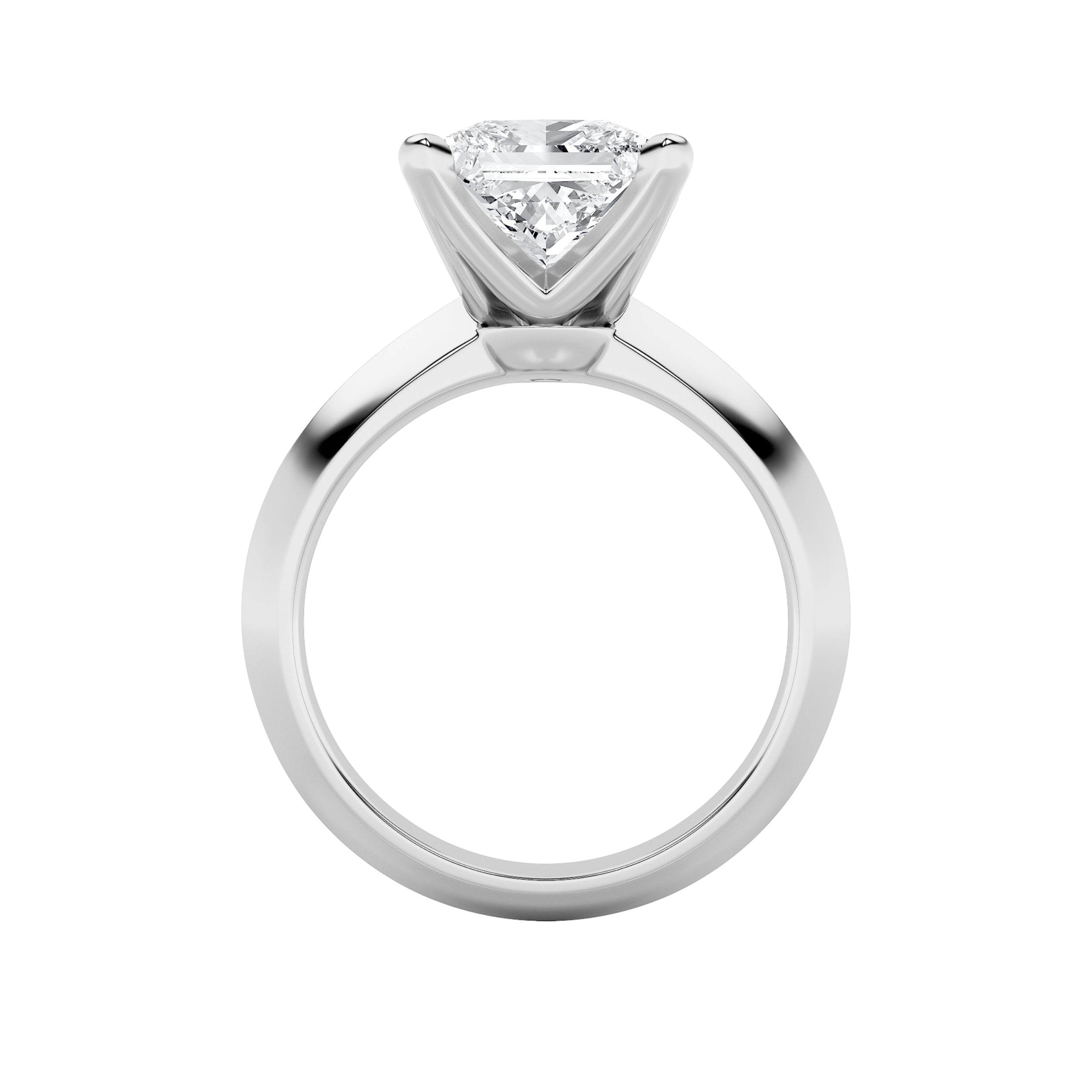 3Cttw Princess Shaped Lab Grown Diamond (F/VS) Knife Edge Shank Solitaire Engagement Ring in 14K Gold