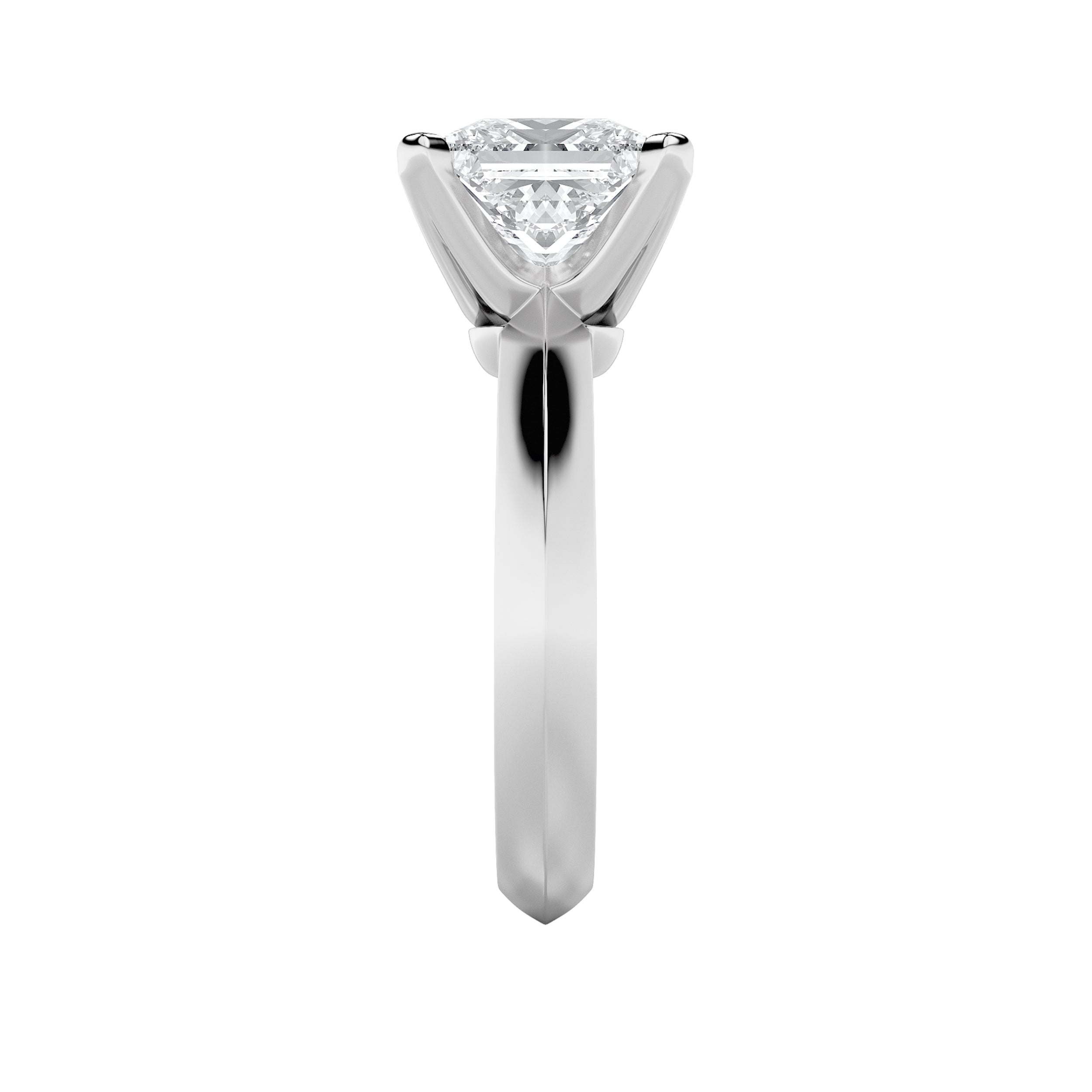 3Cttw Princess Shaped Lab Grown Diamond (F/VS) Knife Edge Shank Solitaire Engagement Ring in 14K Gold