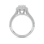 3Cttw Oval Shaped Lab Grown Diamond (F/VS) Halo Accented Engagement Ring in 14K Gold