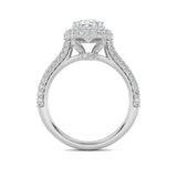 3Cttw Oval Shaped Lab Grown Diamond (F/VS) Halo Accented Engagement Ring in 14K Gold