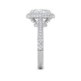 3Cttw Oval Shaped Lab Grown Diamond (F/VS) Halo Accented Engagement Ring in 14K Gold
