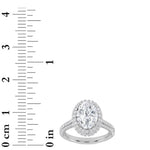 3Cttw Oval Shaped Lab Grown Diamond (F/VS) Halo Accented Engagement Ring in 14K Gold