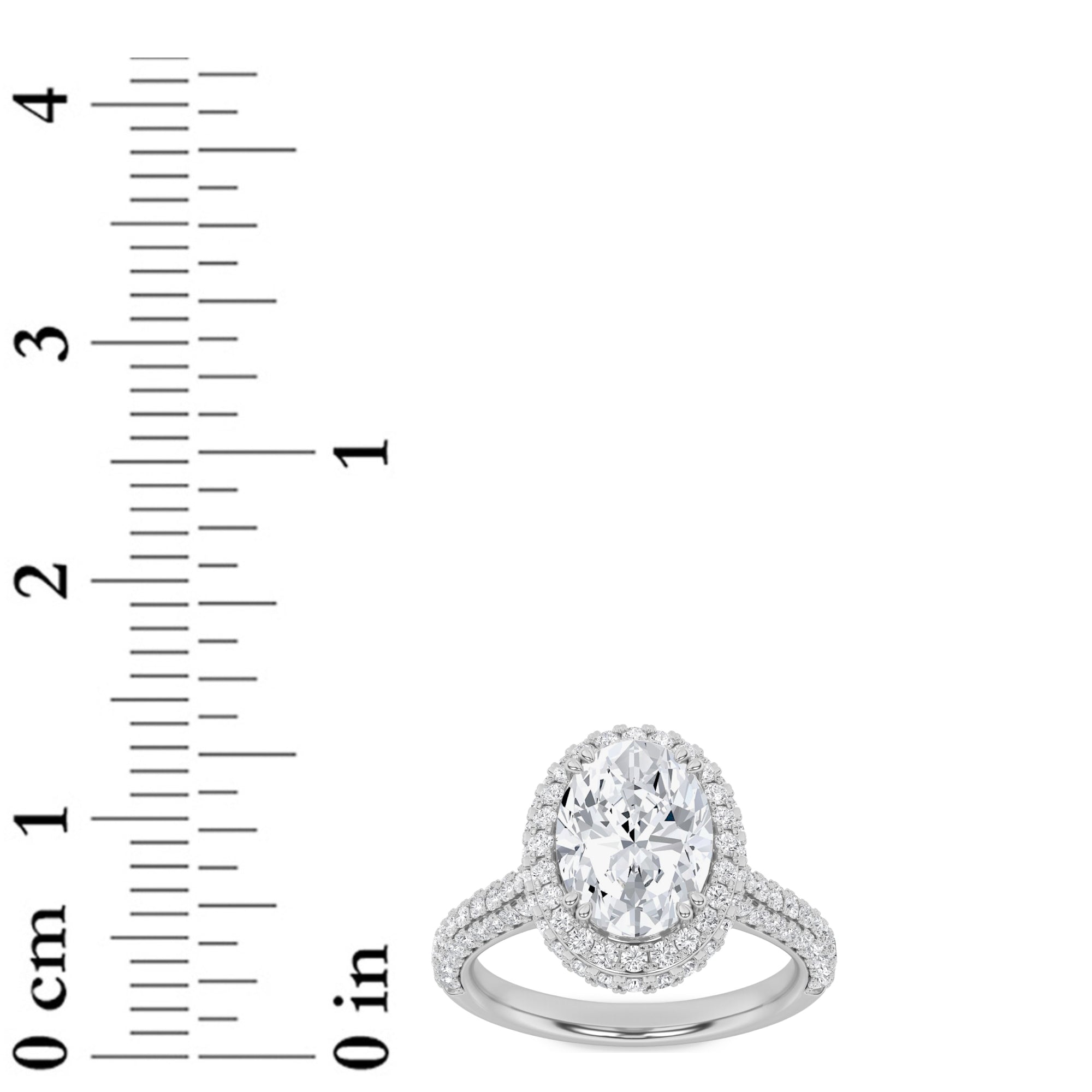 3Cttw Oval Shaped Lab Grown Diamond (F/VS) Halo Accented Engagement Ring in 14K Gold