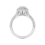 3Cttw Pear Shaped Lab Grown Diamond (F/VS) Halo Accented Engagement Ring in 14K Gold